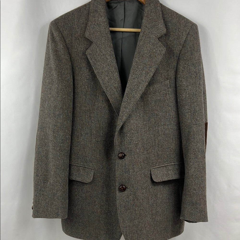 Vintage May D&F Academia Gray Wool Sport Coat Professor Elbow Patches Size M